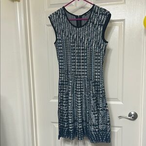 NIC+ZOE Midi Knit Dress, cream, navy, sky blue, cotton blend